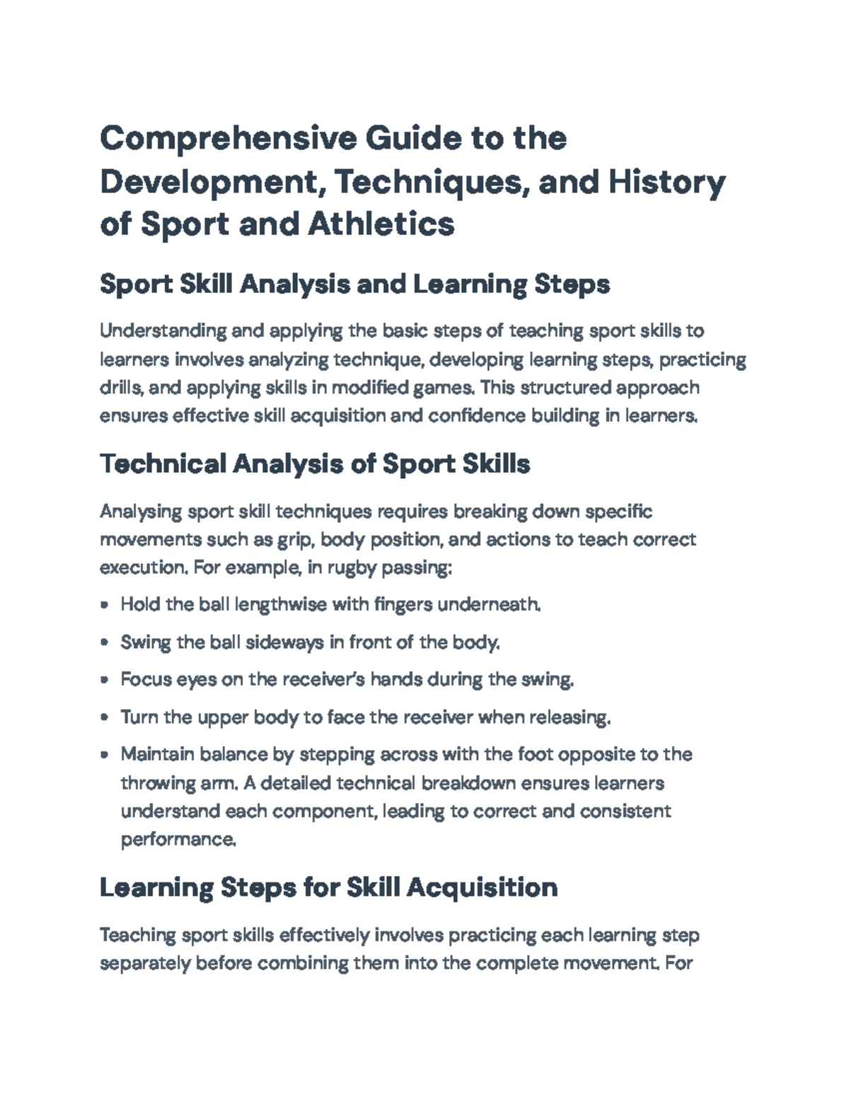 Comprehensive Guide to Sport Skills & Historical Perspectives in PE ...