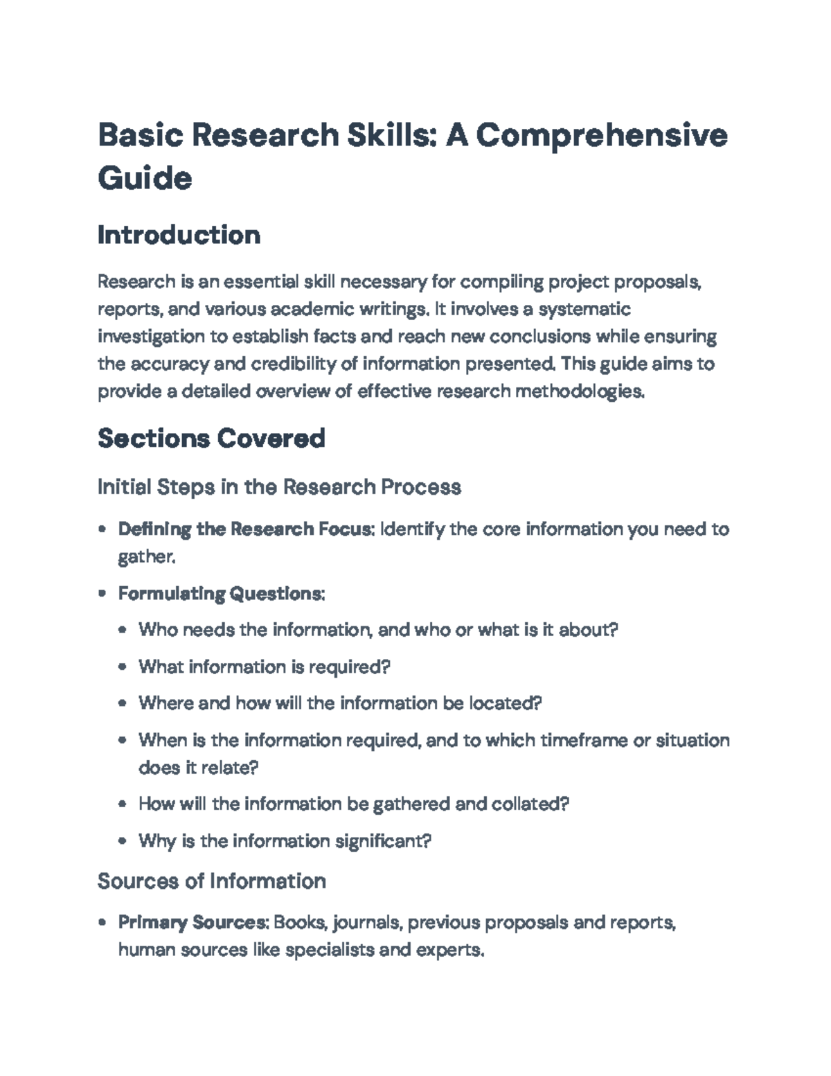 Comprehensive Guide To Basic Research Skills And Methodologies Basic