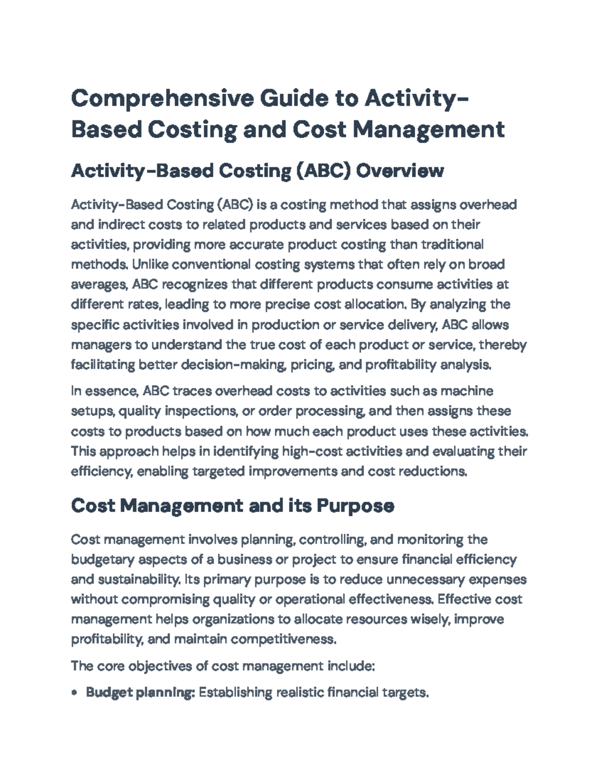 Comprehensive Guide to ABC and Cost Management Strategies (ACCT 101 ...