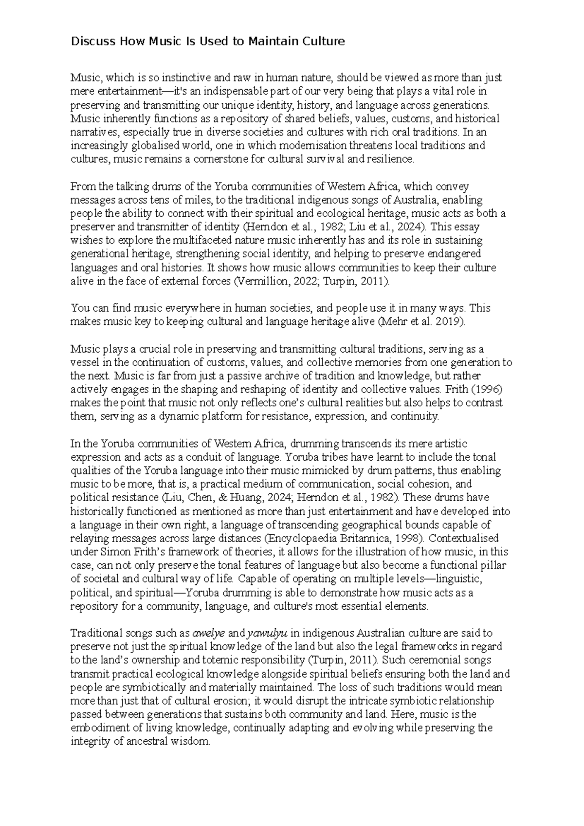 MMW A2 - The Role of Music in Cultural Preservation and Identity - Studocu