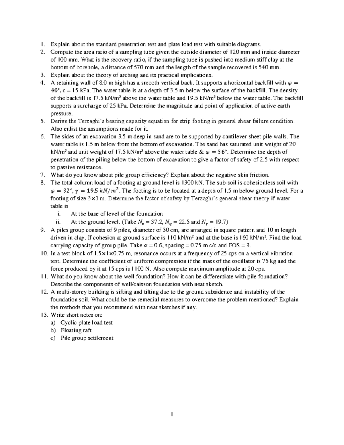 Foundation Engineering: Old Questions & Key Concepts - Studocu