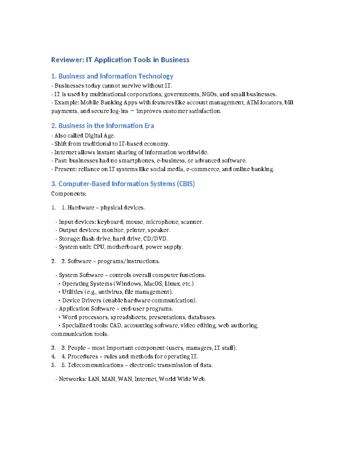 Reviewer: IT Application Tools in Business (IT101) and Mail Merge - Studocu