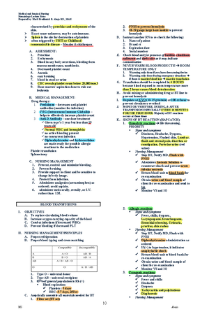 Document 14 - Notes - Medical and Surgical Nursing Hematology Lecture ...
