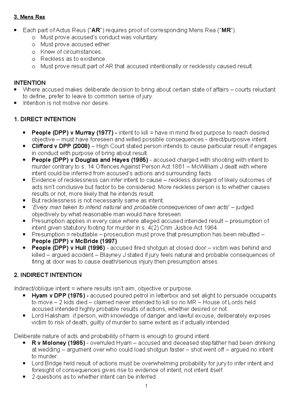 3. Mens Rea: Key Concepts and Cases in Criminal Liability - Studocu