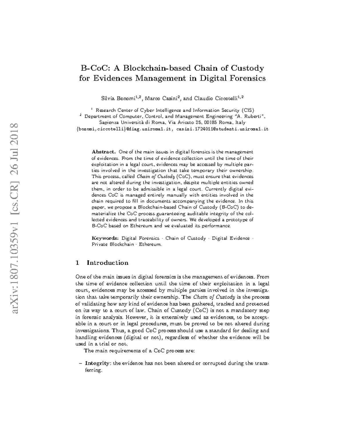 A Blockchain-based Chain of Custody for Evidence Management in Digital ...