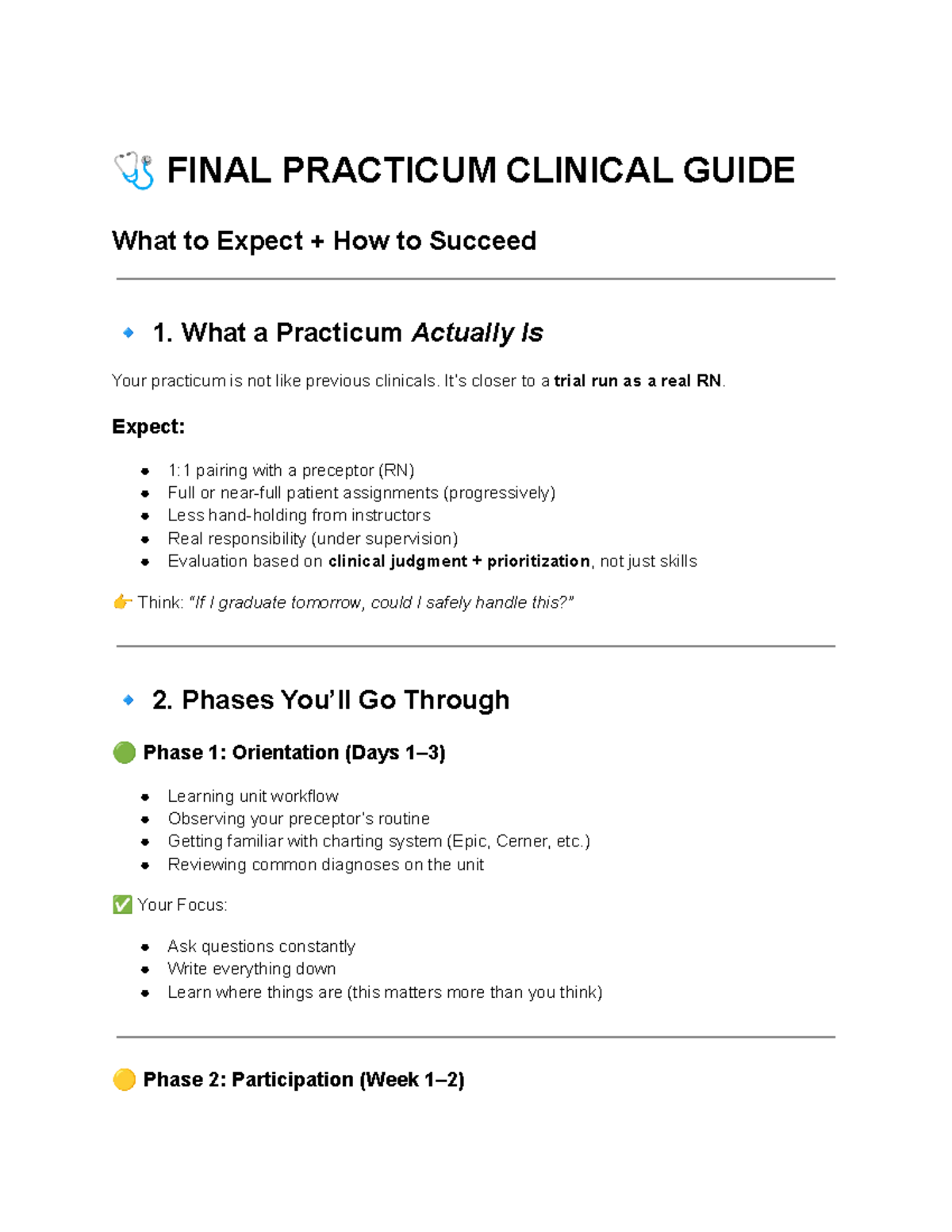 FINAL PRACTICUM CLINICAL GUIDE: Success Strategies & Key Insights - Studocu