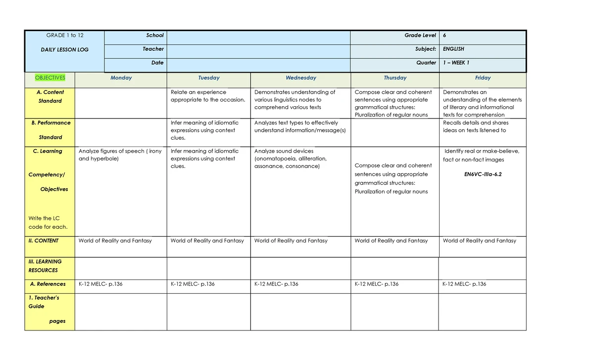 WEEK 2 Math Lesson Log on Fractions and Decimals for Grade 6 - Studocu
