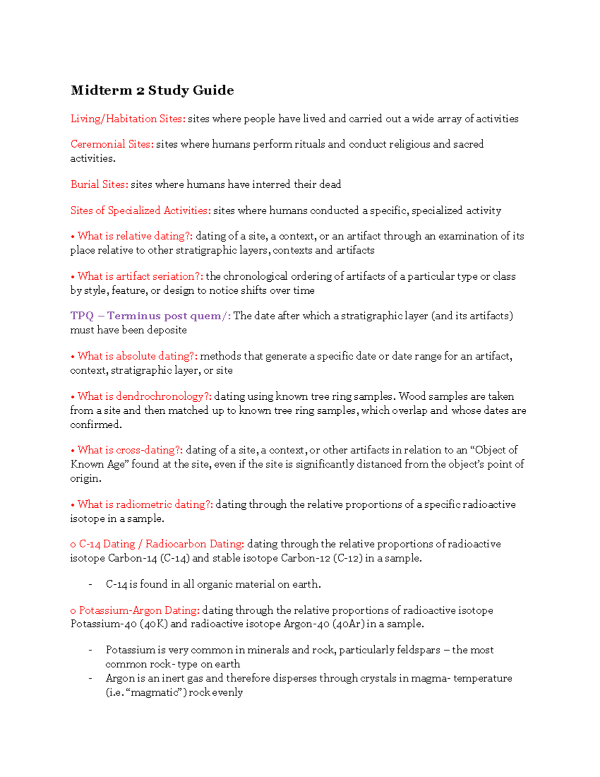 Archeology Midterm 2 Study Guide: Key Concepts and Definitions - Studocu