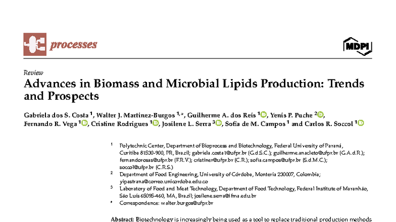 Advances in Biomass & Microbial Lipids Production: Trends & Prospects ...