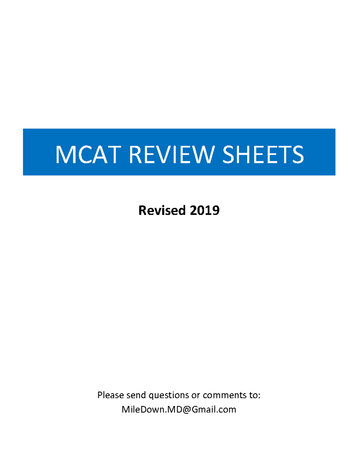 MCAT Review Sheets - to help with MCAT - MCAT REVIEW SHEETS Revised ...