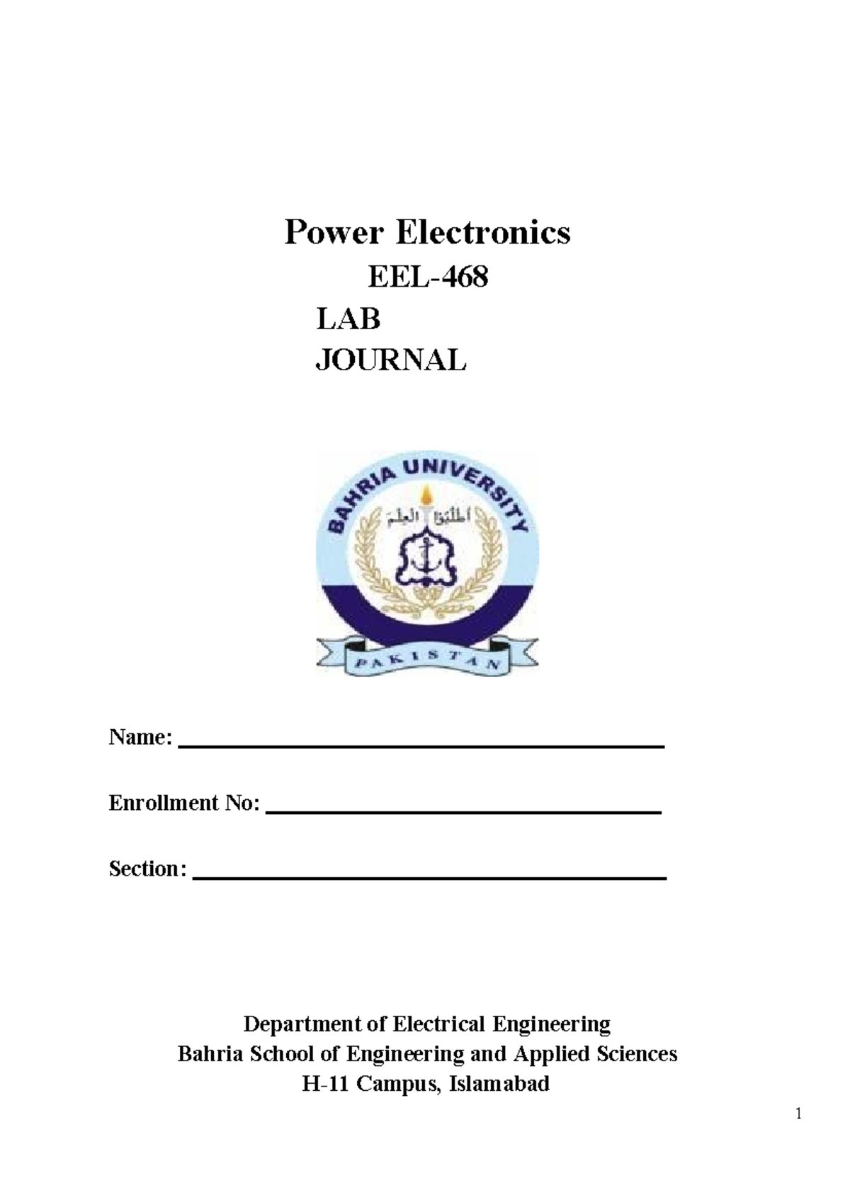 Power Electronics Lab Journal: EEL-2023 Experiment Documentation - Studocu