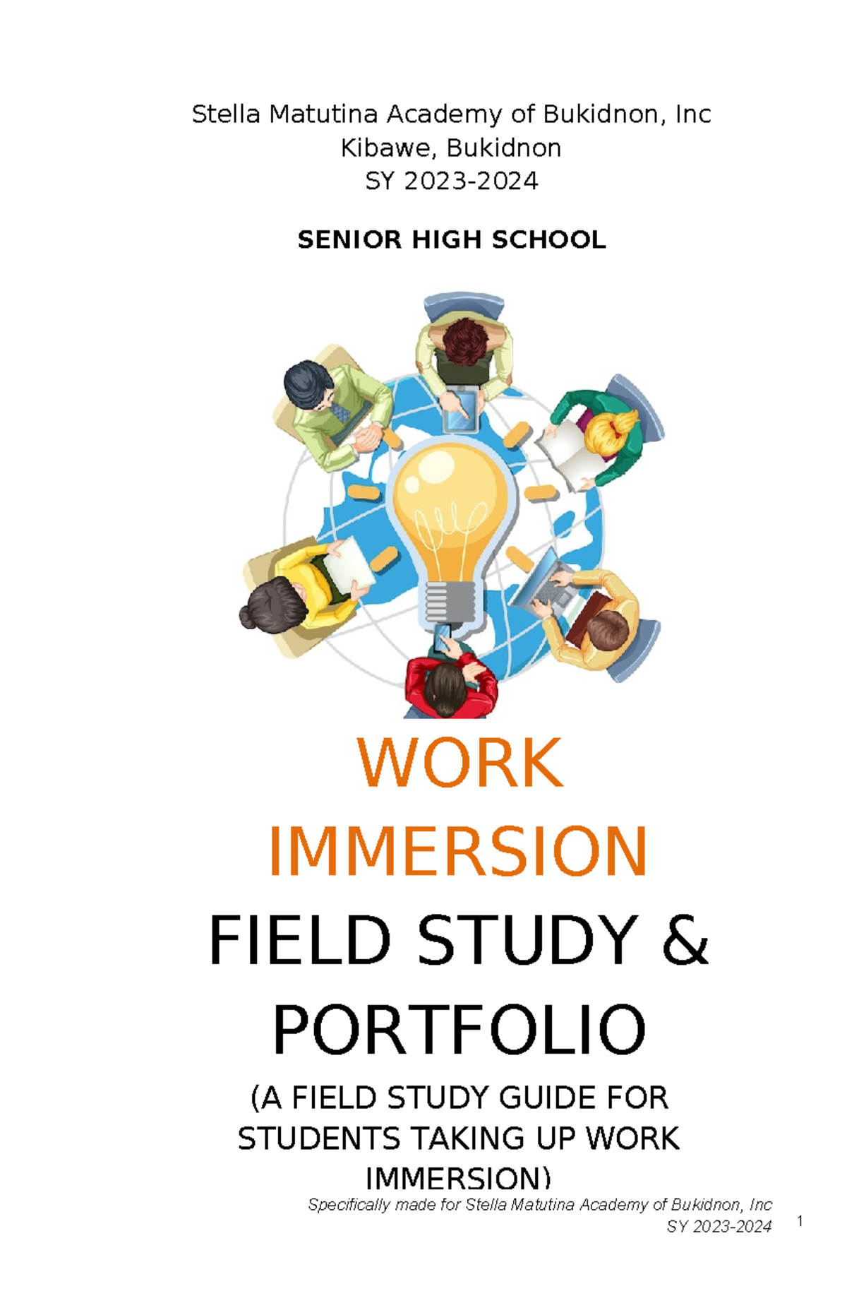 Updated Portfolio for Work Immersion - SY 2023- Senior High School ...