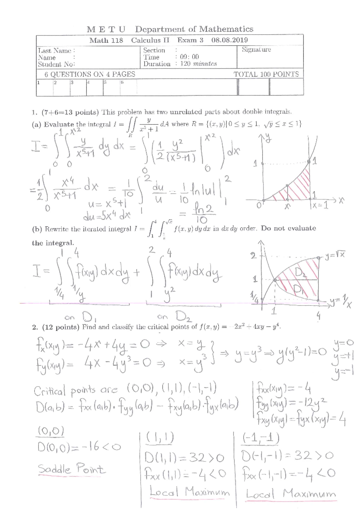MATH152 Fall 2021 Exam II Solutions and Key to Calculus II Problems ...