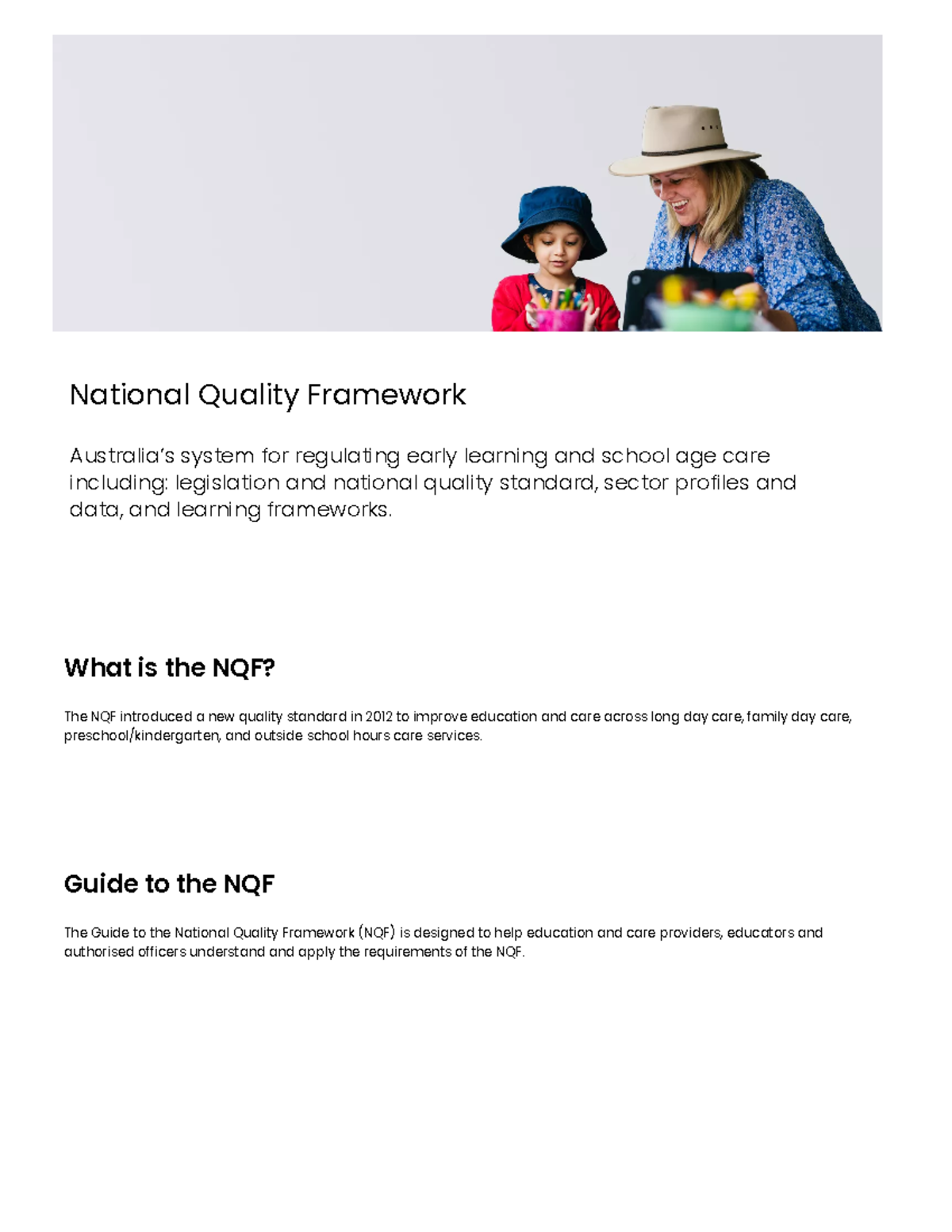 National Quality Framework Acecqa - National Quality Framework ...