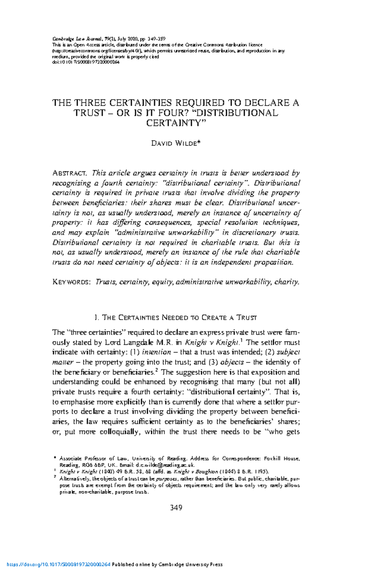 The three certainties required to declare a trust or is it four ...