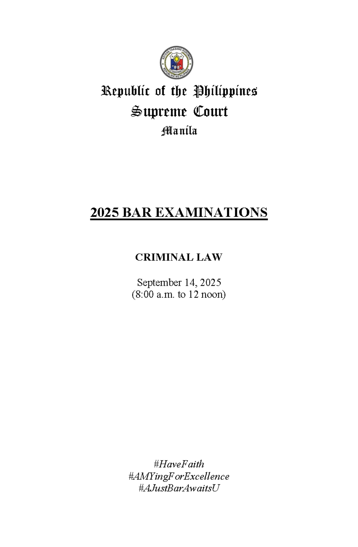 2025 BAR EXAM: Criminal Law Case Analysis and Review - Studocu