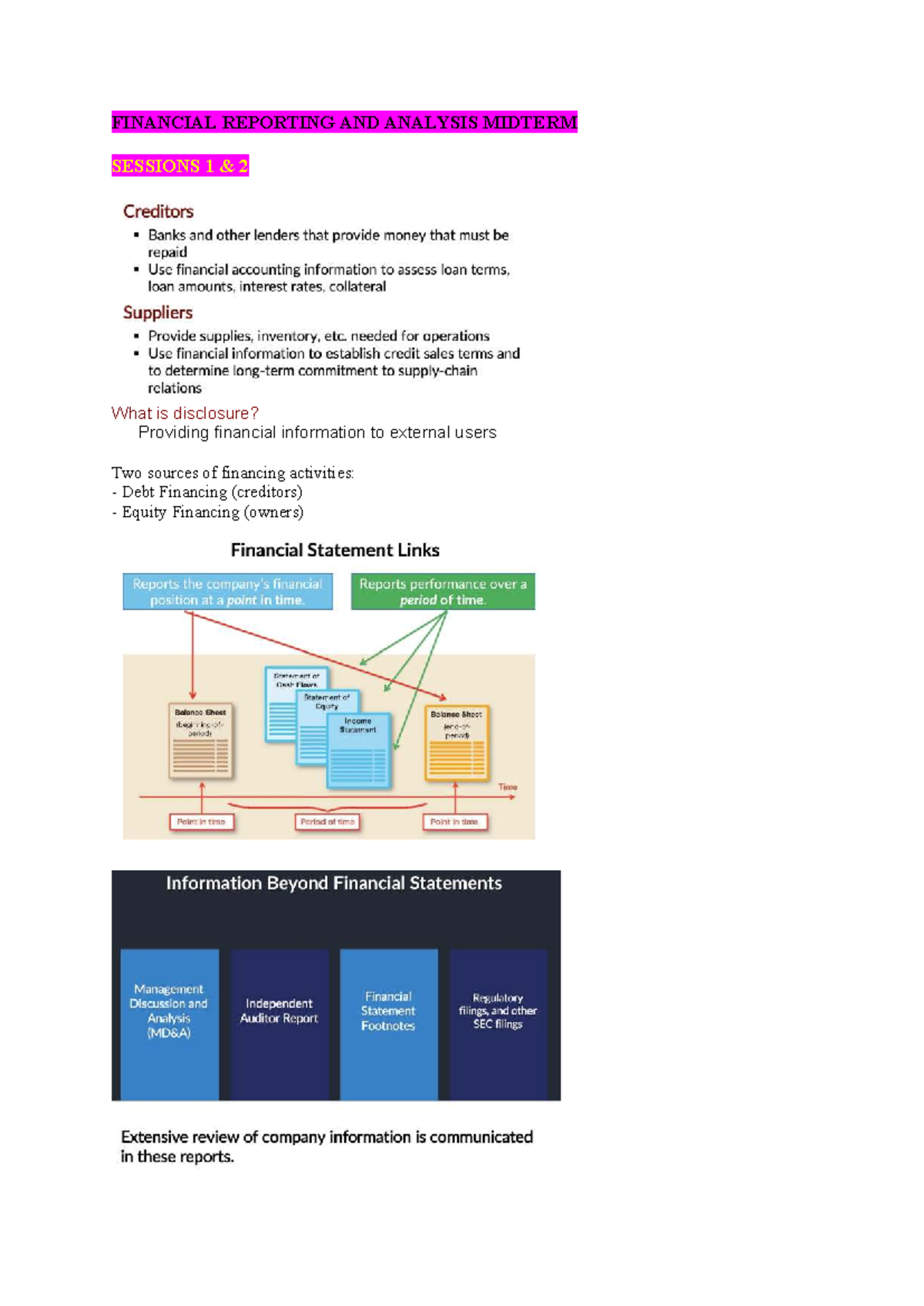 Financial Reporting and Analysis (Midterm) Study Notes - Studocu