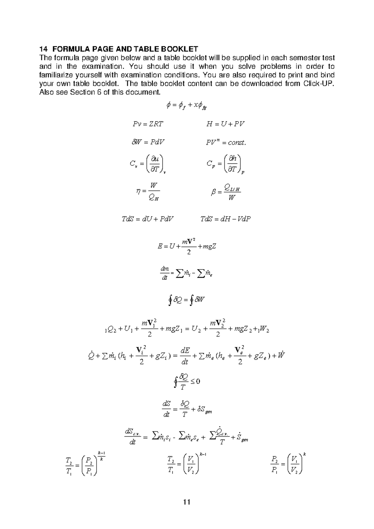 14 FORMULA PAGE & TABLE BOOKLET for Semester Tests - Studocu