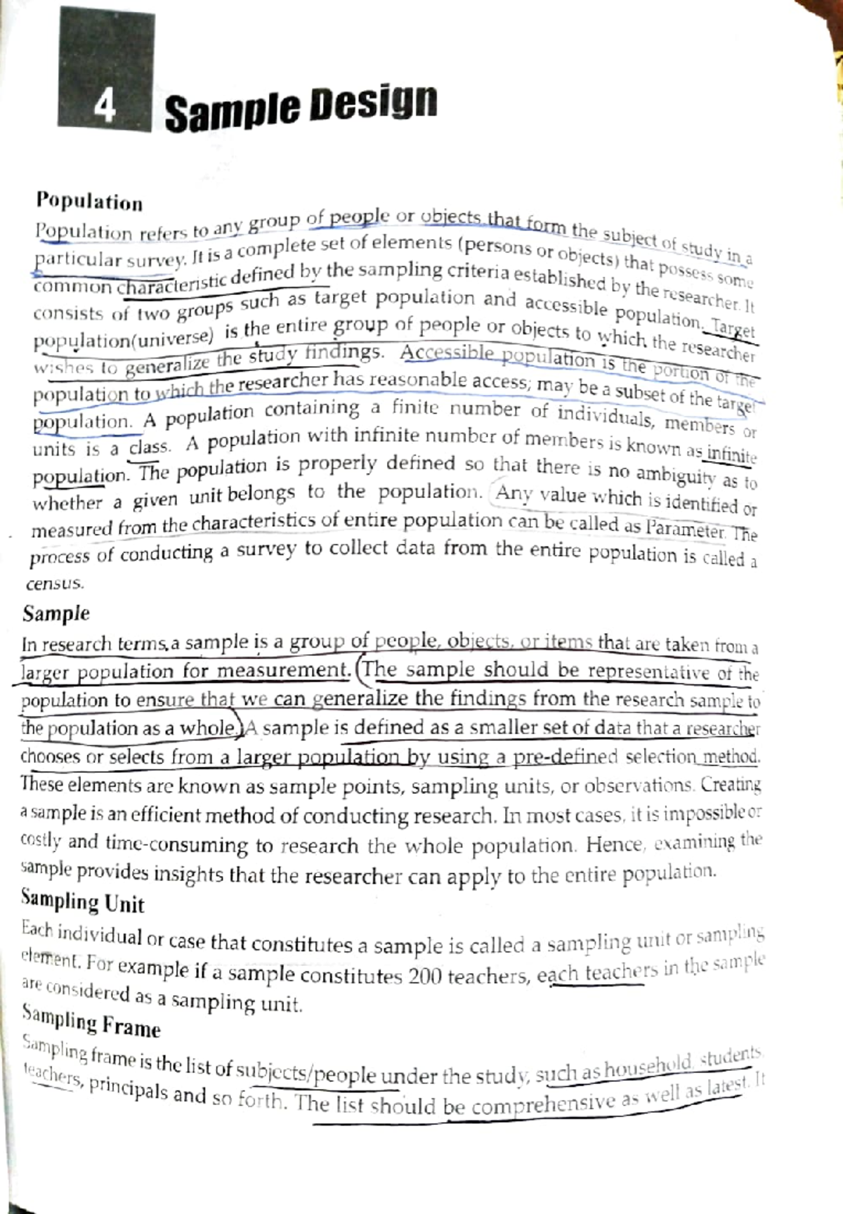 BRM 101: Comprehensive Notes on Sample Design and Population Analysis ...