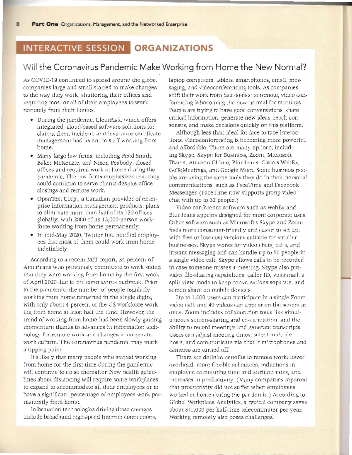 Case 1 - Will the Coronavirus Pandemic Make Working from Home the New ...