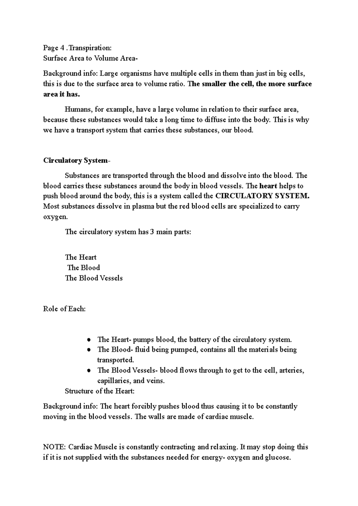 BIO CSEC Summary: Transpiration, Circulatory & Plant Transport Systems ...