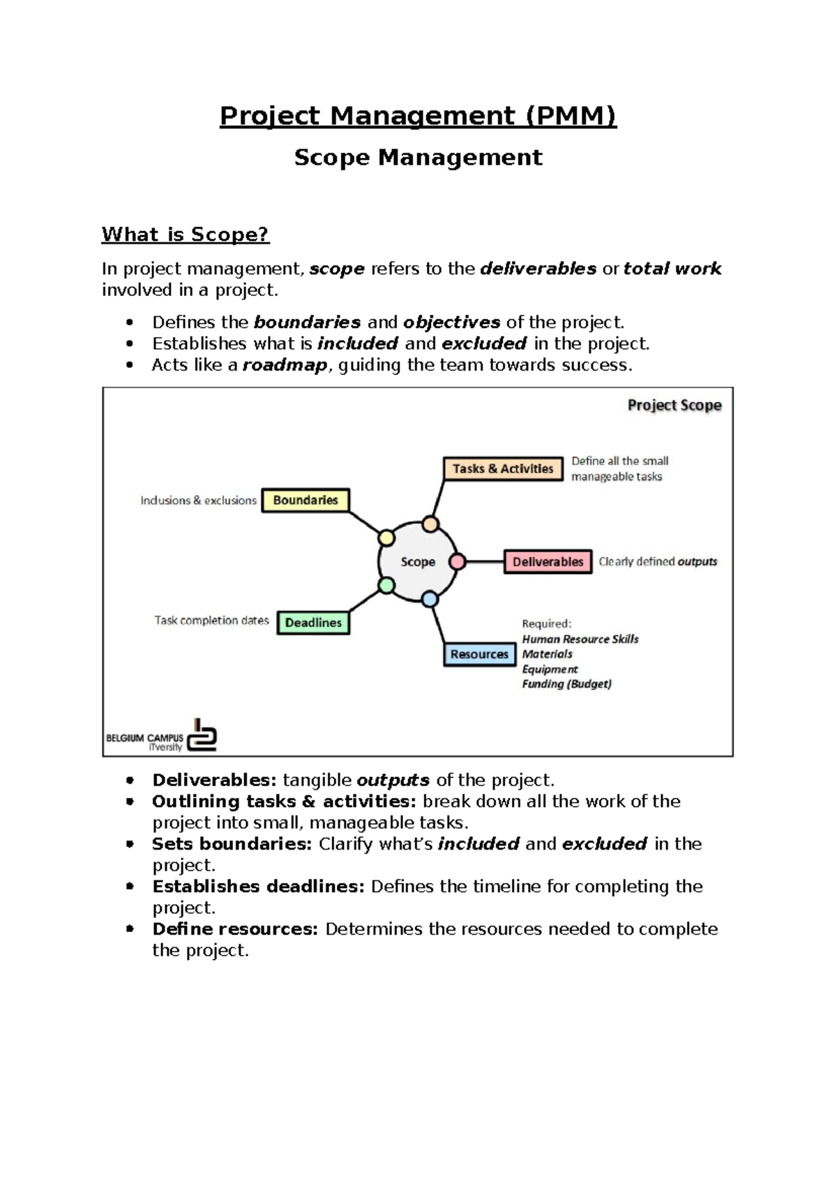 Project Management (PMM) Final Exam: Understanding Scope Management ...