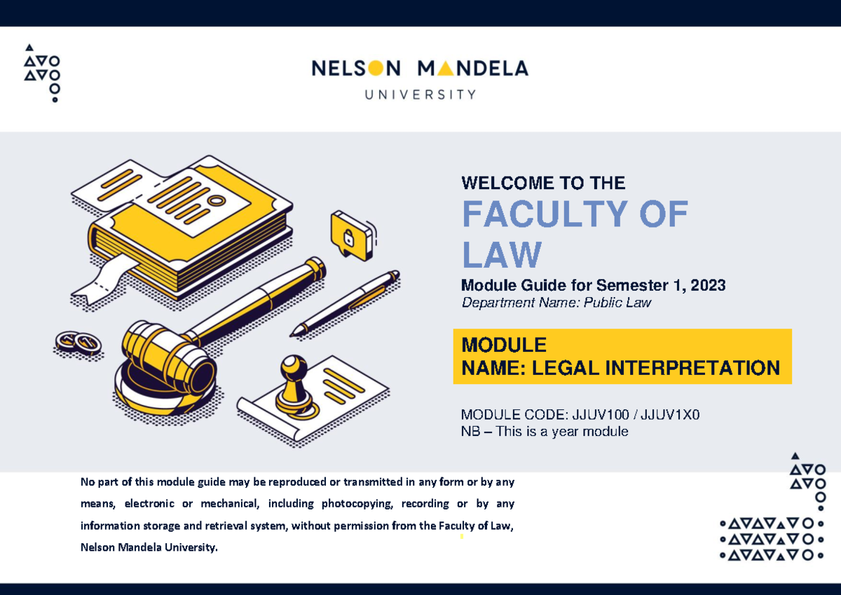 JJUV 100 Module Guide 2023 - WELCOME TO THE FACULTY OF LAW Module Guide ...