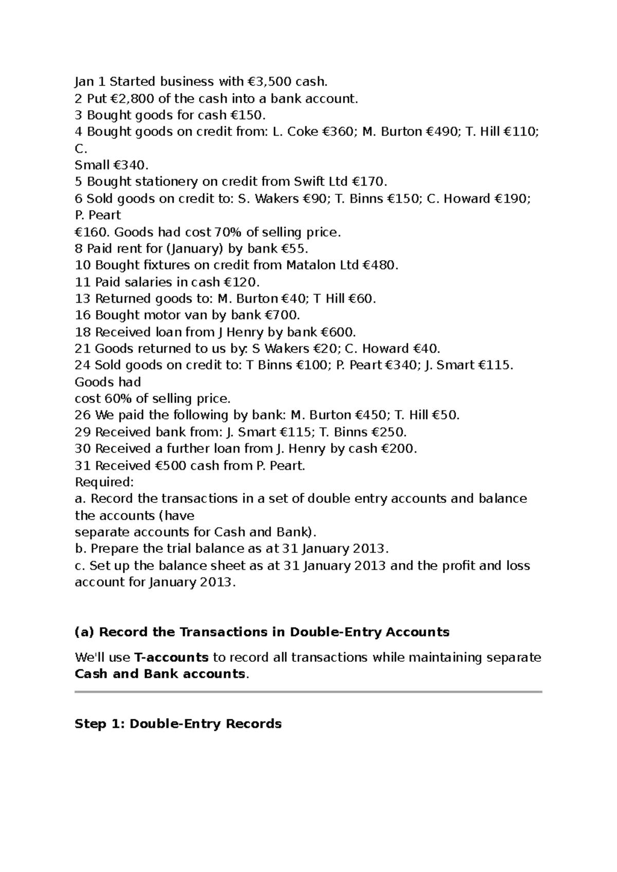 1CV10 Double Entry Accounting Practice & Financial Statements - Studeersnel
