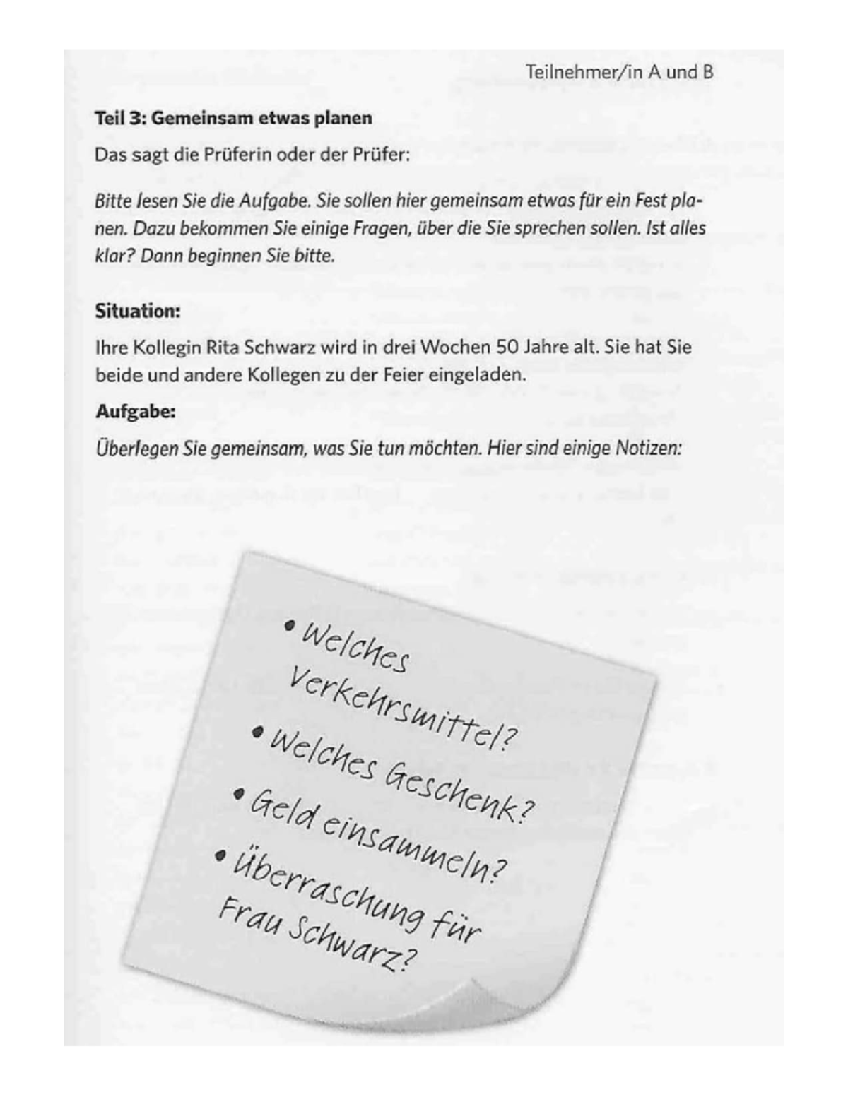 B1 Planen Haa - fdfgd - Teil 3: Gemeinsam etwas planen Bitte lesen Sie ...