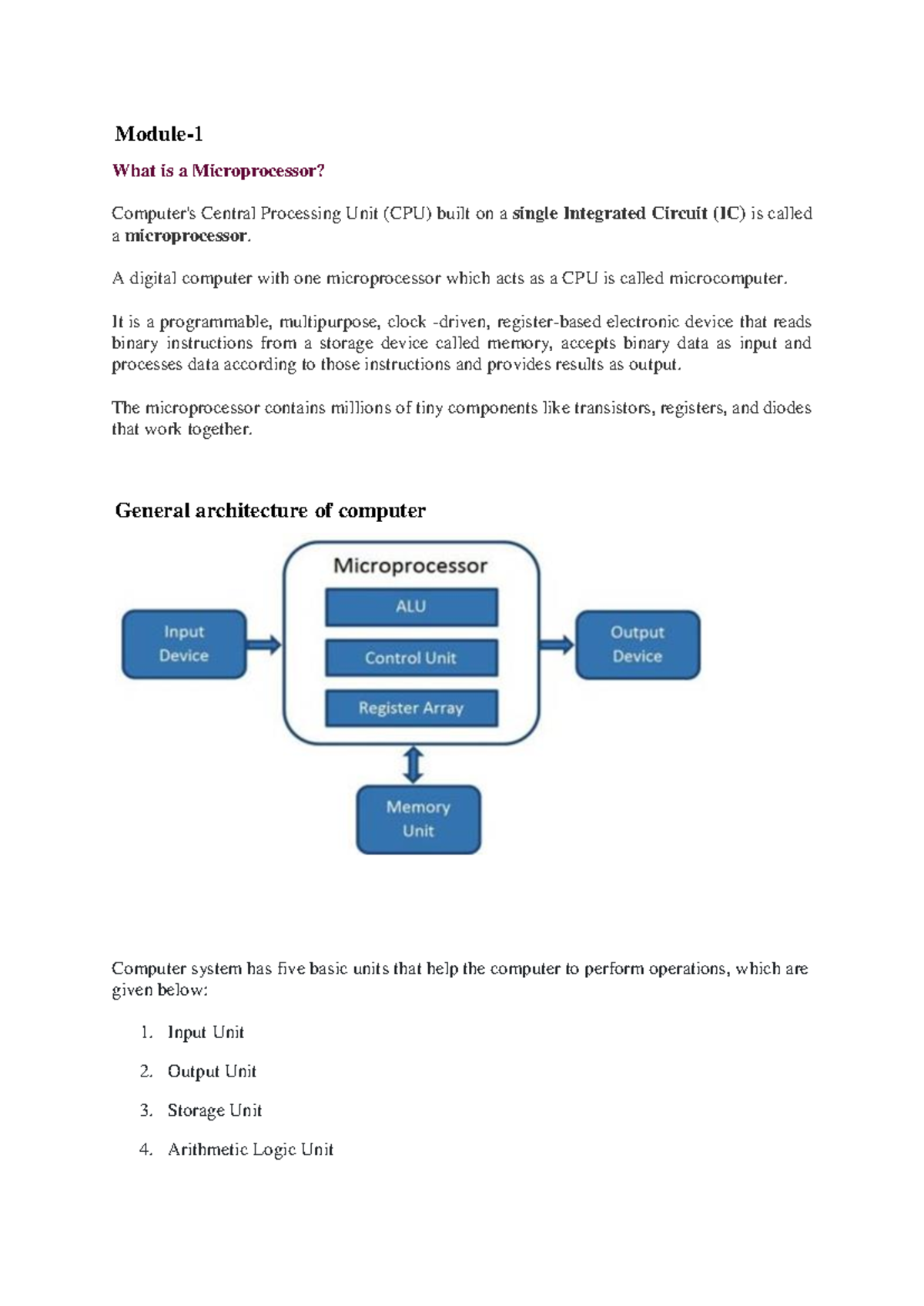 Microprocessor Fundamentals (Module-1) Part 1 Overview - Studocu