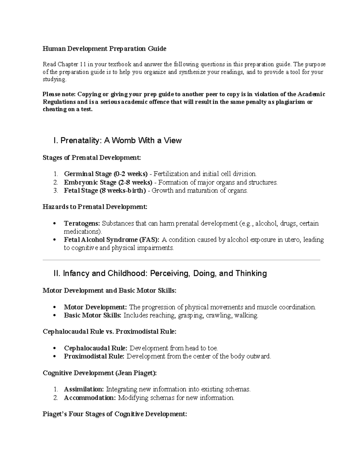 Ch 11 Human Development Prep Guide - Human Development Preparation ...