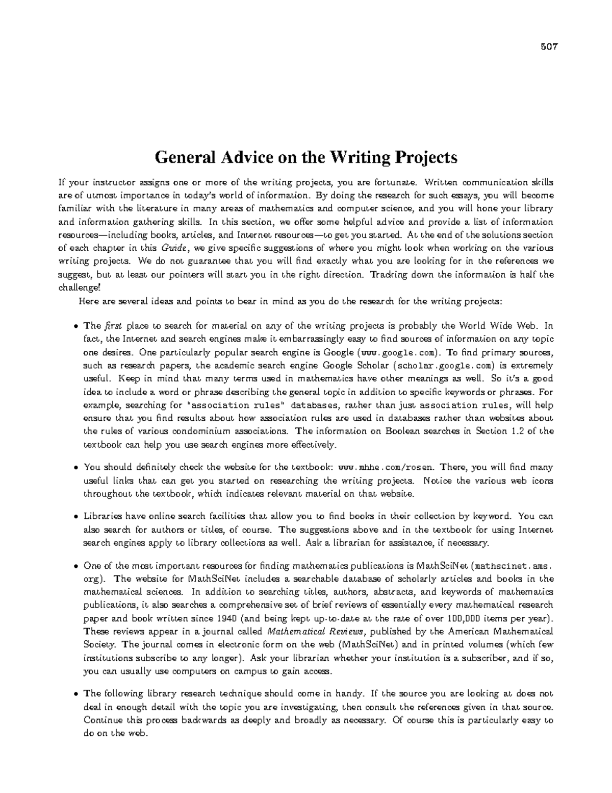 507 General Advice on Writing Projects in Math & CS - Studocu