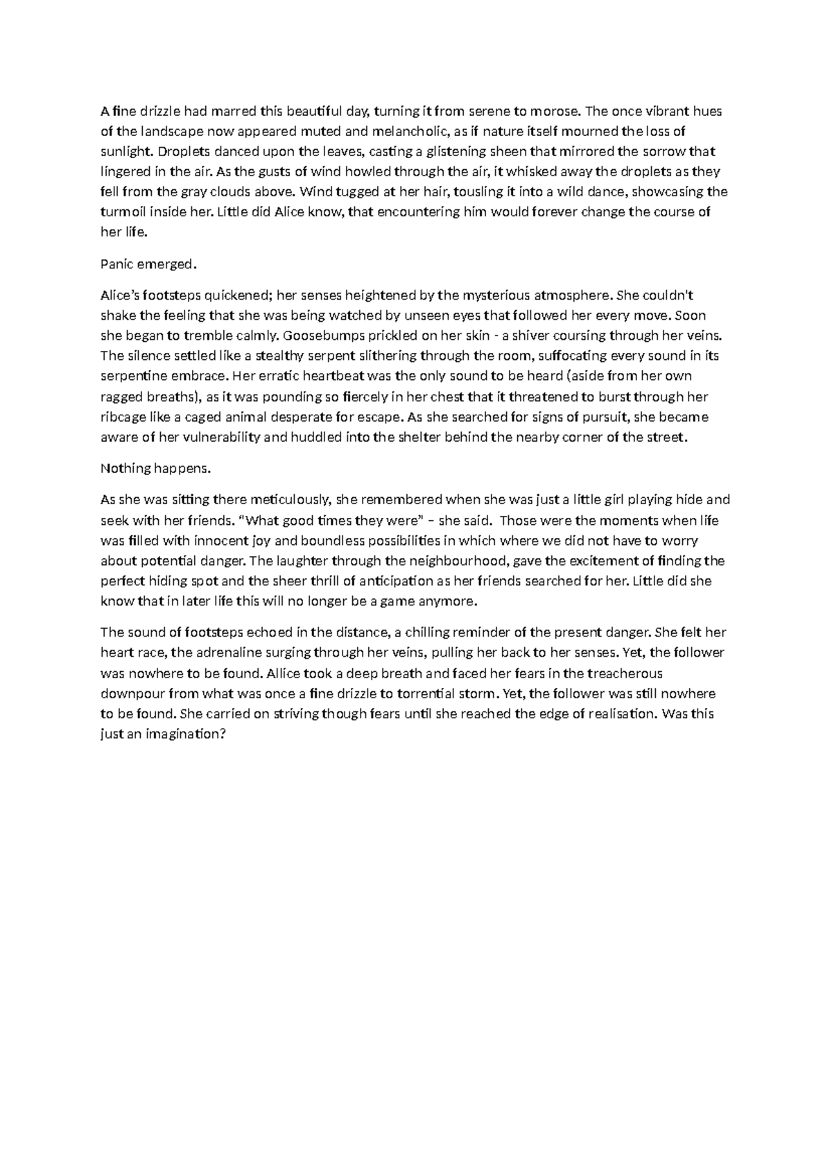 English language paper 1 question 5 completed response (example) - A ...