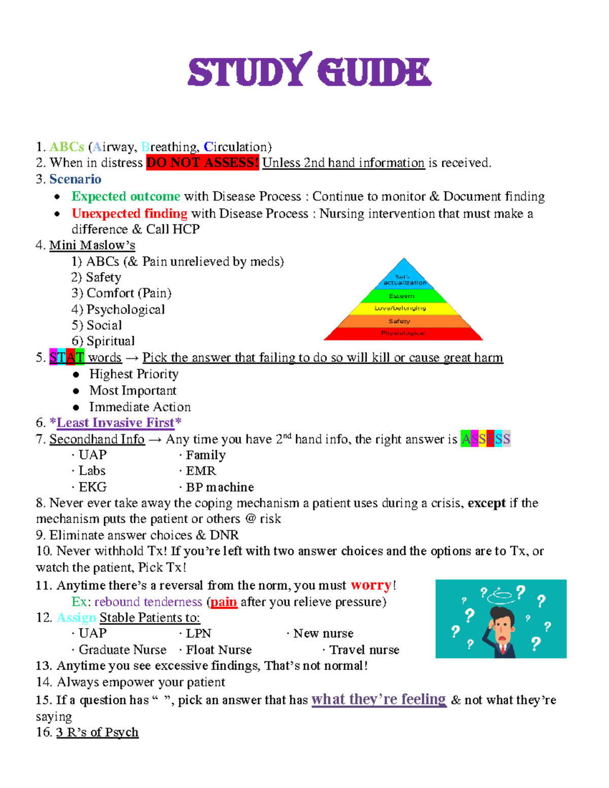 ATI Study Guide: Key Nursing Concepts and Interventions - Studocu