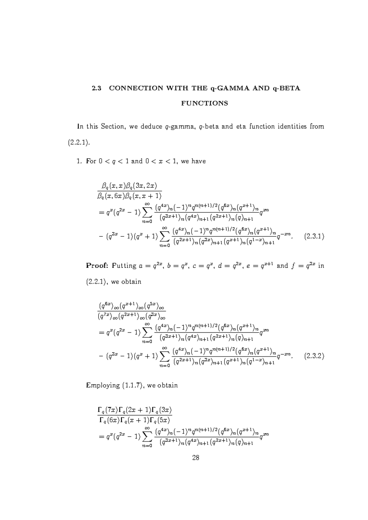Theory of theta functions - 2 CONNECTION WITH THE q-GAMMA AND q-BETA ...