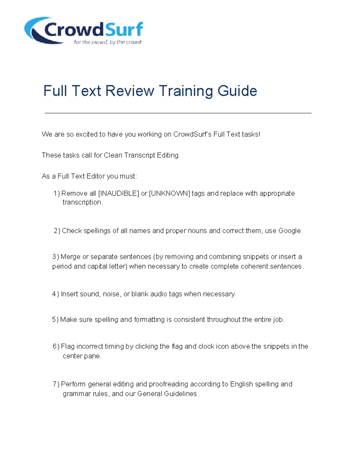 Full Text Review Training Guide for CrowdSurf FTR Tasks - Studocu