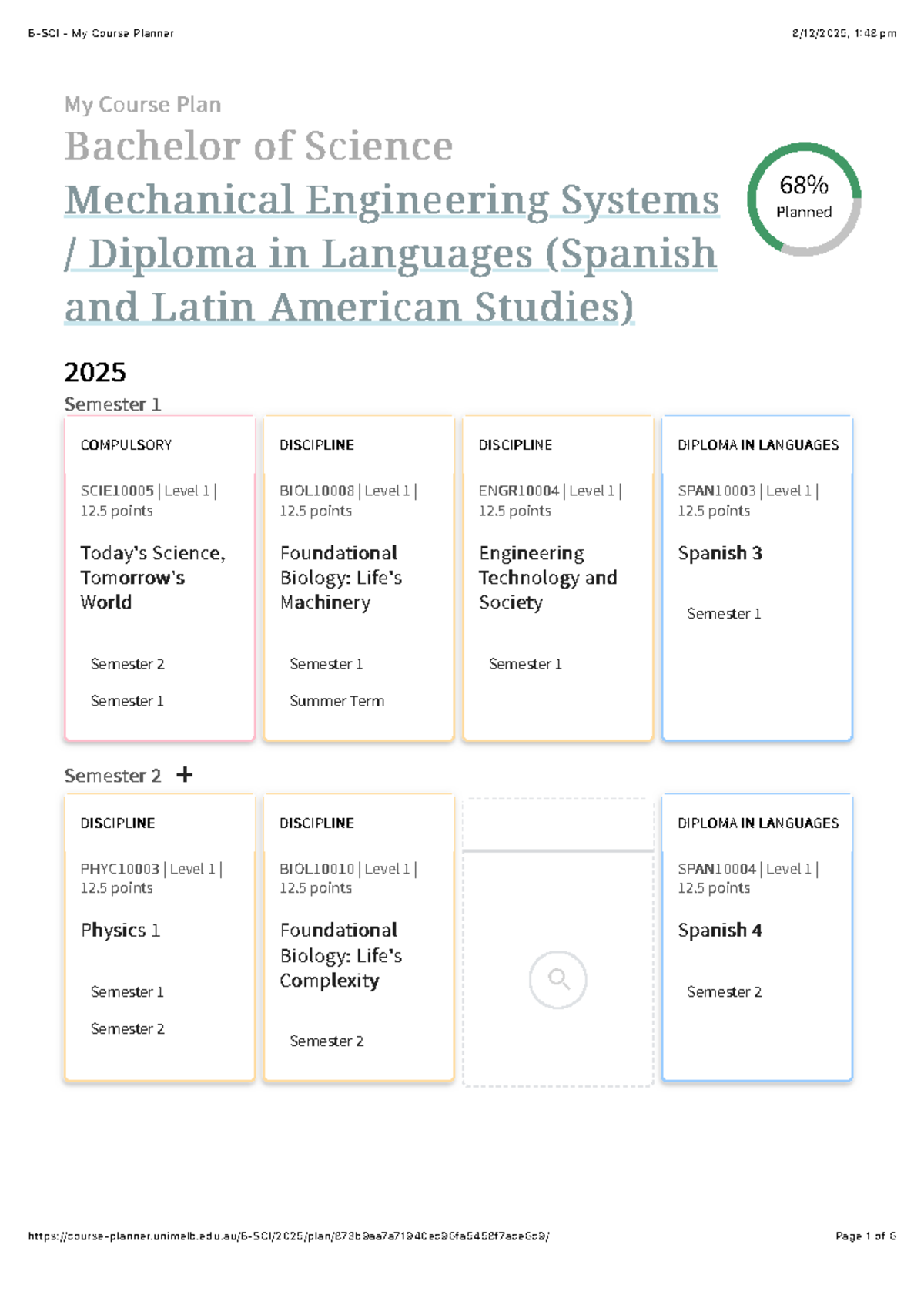 Bachelor of Science Mechanical Engineering & Languages Course Plan ...
