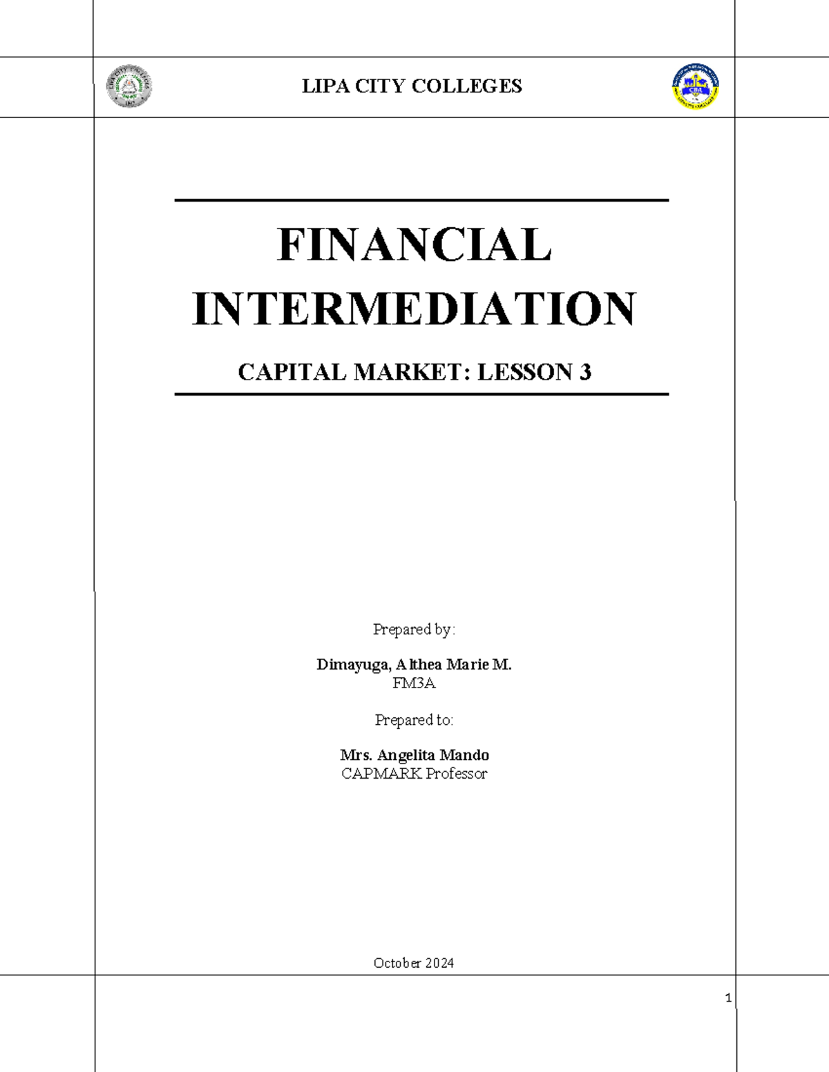 Research Output 3 Capmark (Dimayuga, Althea Marie M - FINANCIAL ...
