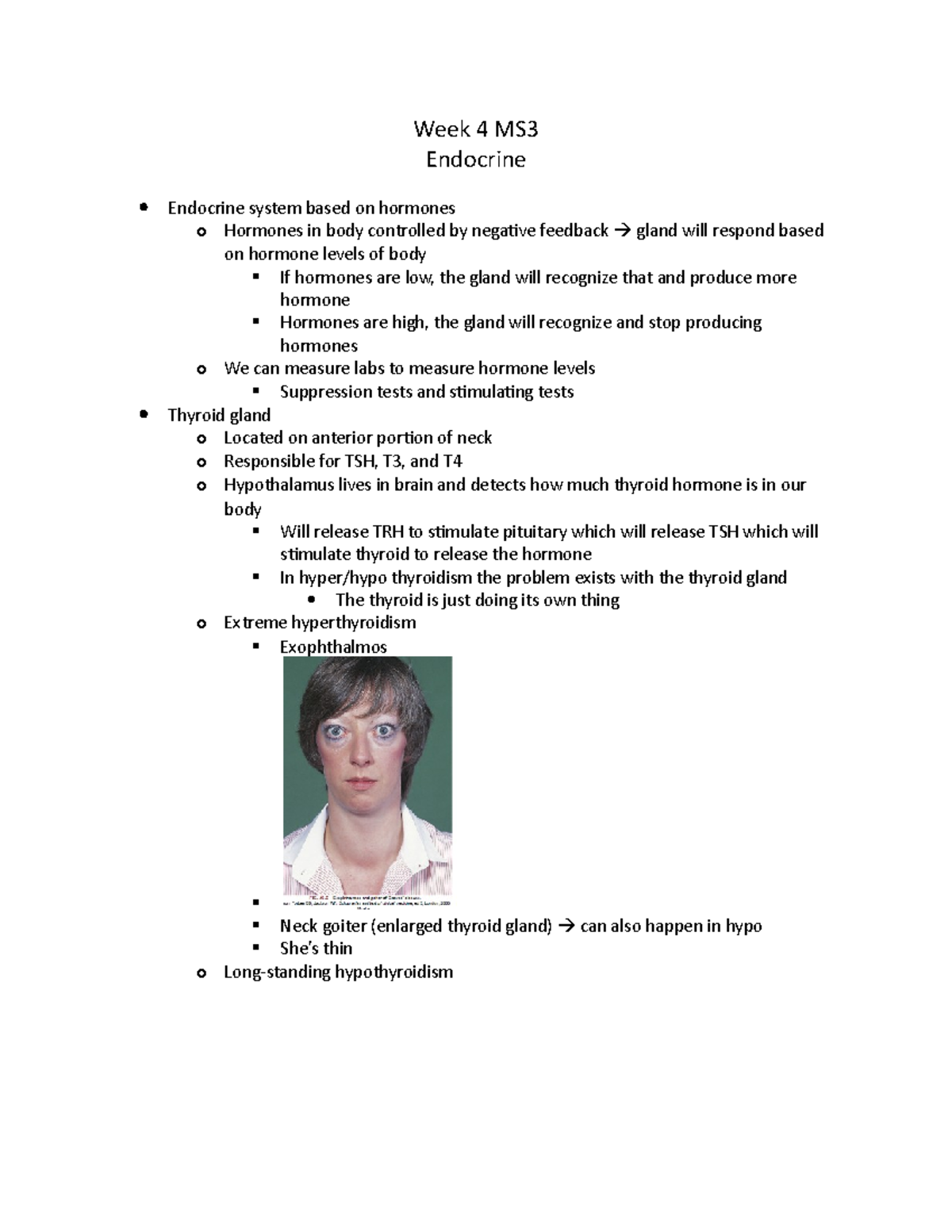 Week 4 MS3 Endocrine System Overview and Key Concepts - Studocu