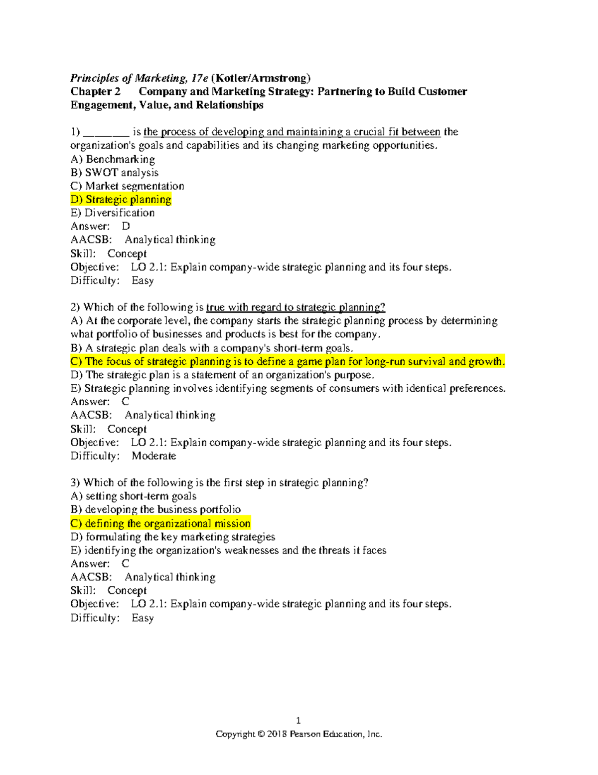Principles of Marketing 17e: Chapter 2 - Company & Marketing Strategy ...