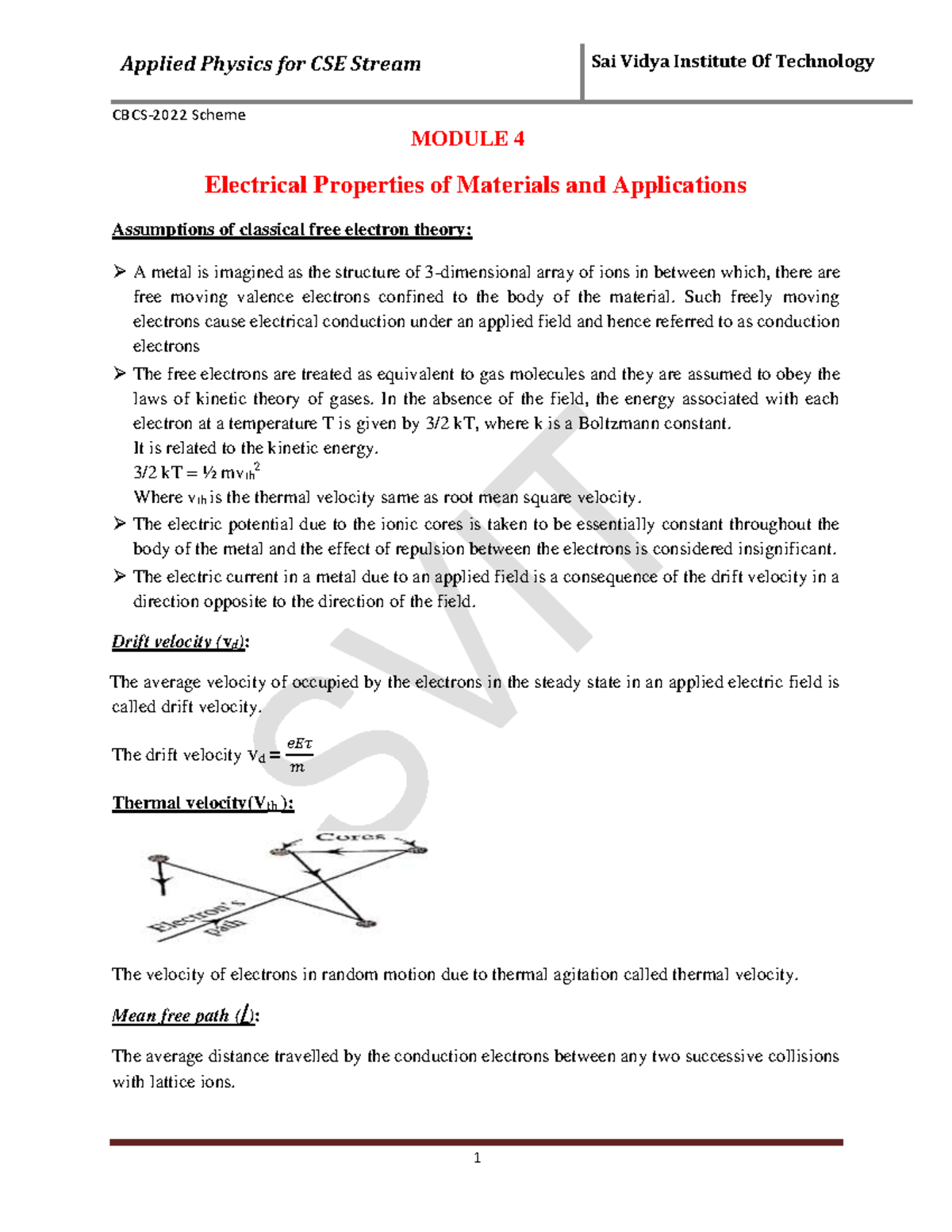 Module 4- Electrical Properties of Materials and applications - CBCS ...