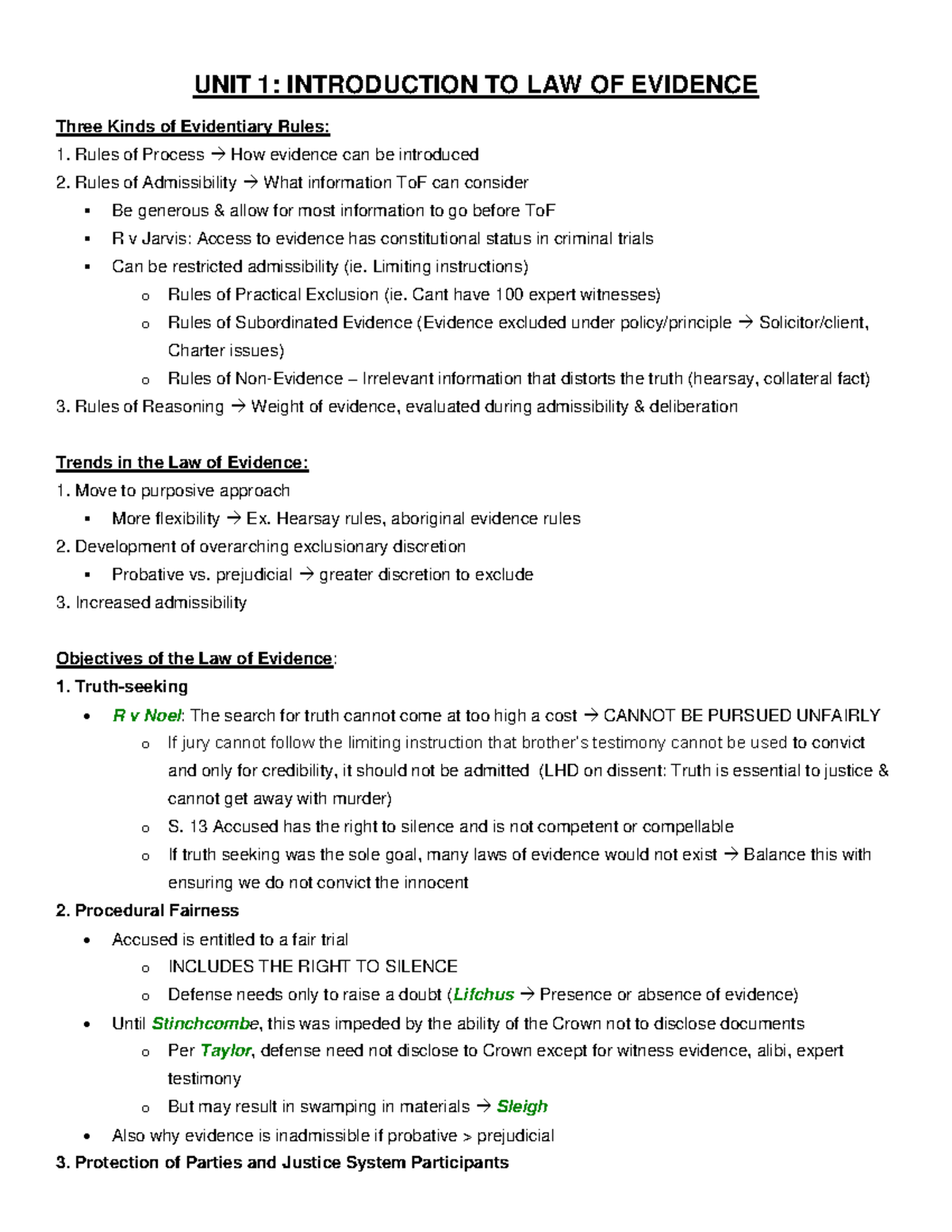 Evidence+-+Royal - Lecture - UNIT 1: INTRODUCTION TO LAW OF EVIDENCE ...