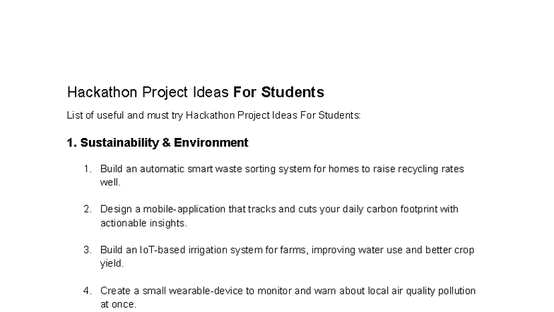 Hackathon Project Ideas for Students: Innovative Concepts and Solutions ...