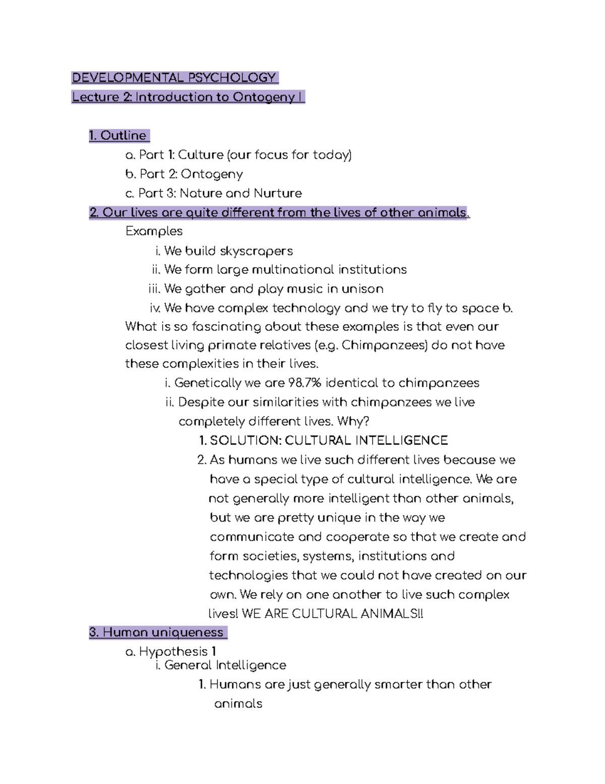 Lecture #2 - psych 140 - DEVELOPMENTAL PSYCHOLOGY Lecture 2 ...