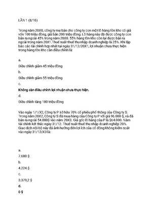 [Solved] Ngy 010120x0 cng ty A mua li 40 c phn ca cng ty X thanh ton ...