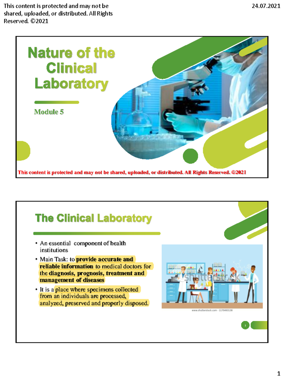 Module+5+Nature+of+the+Clinical+Laboratory - shared, uploaded, or ...