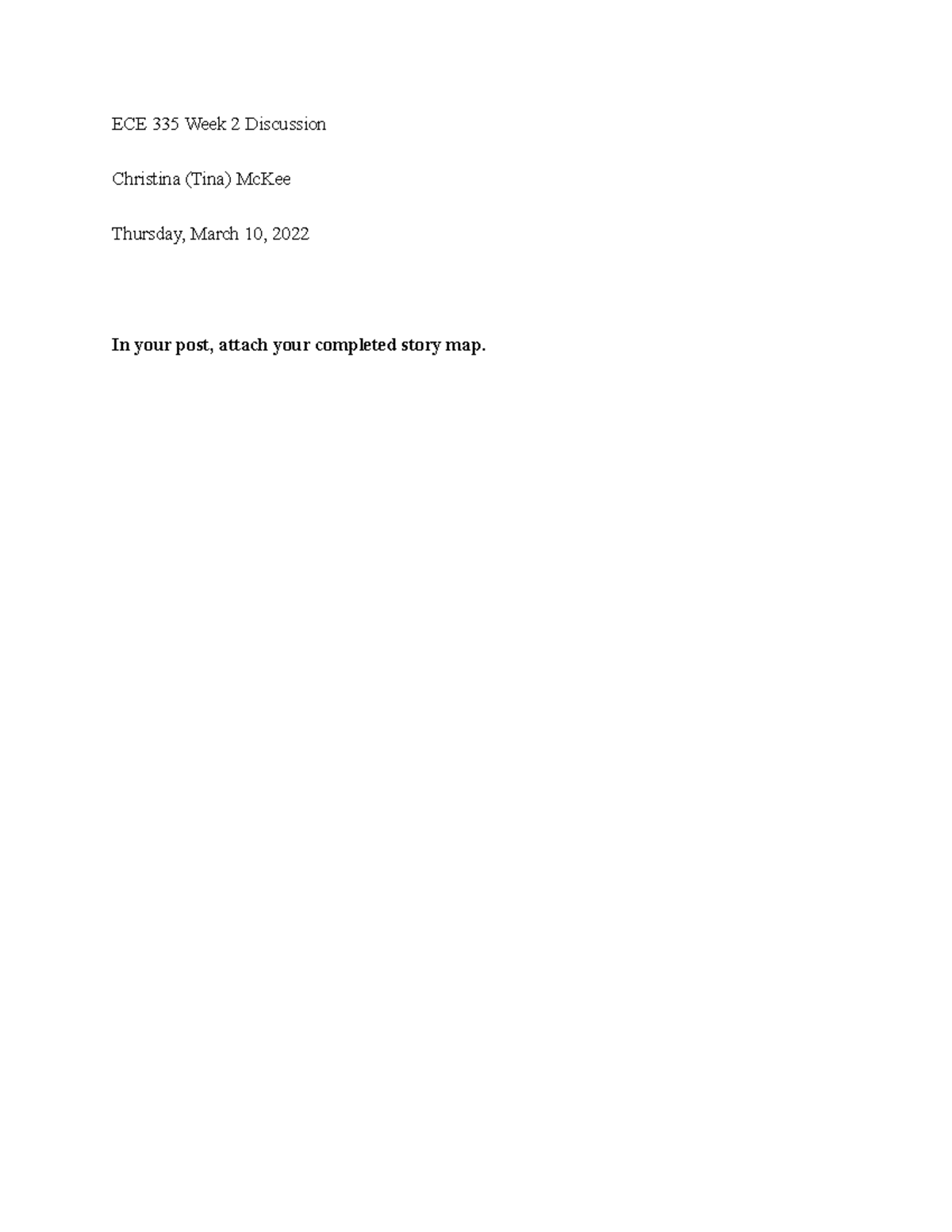 ECE 335 Week 2 Discussion: Story Map Submission Guidelines - Studocu