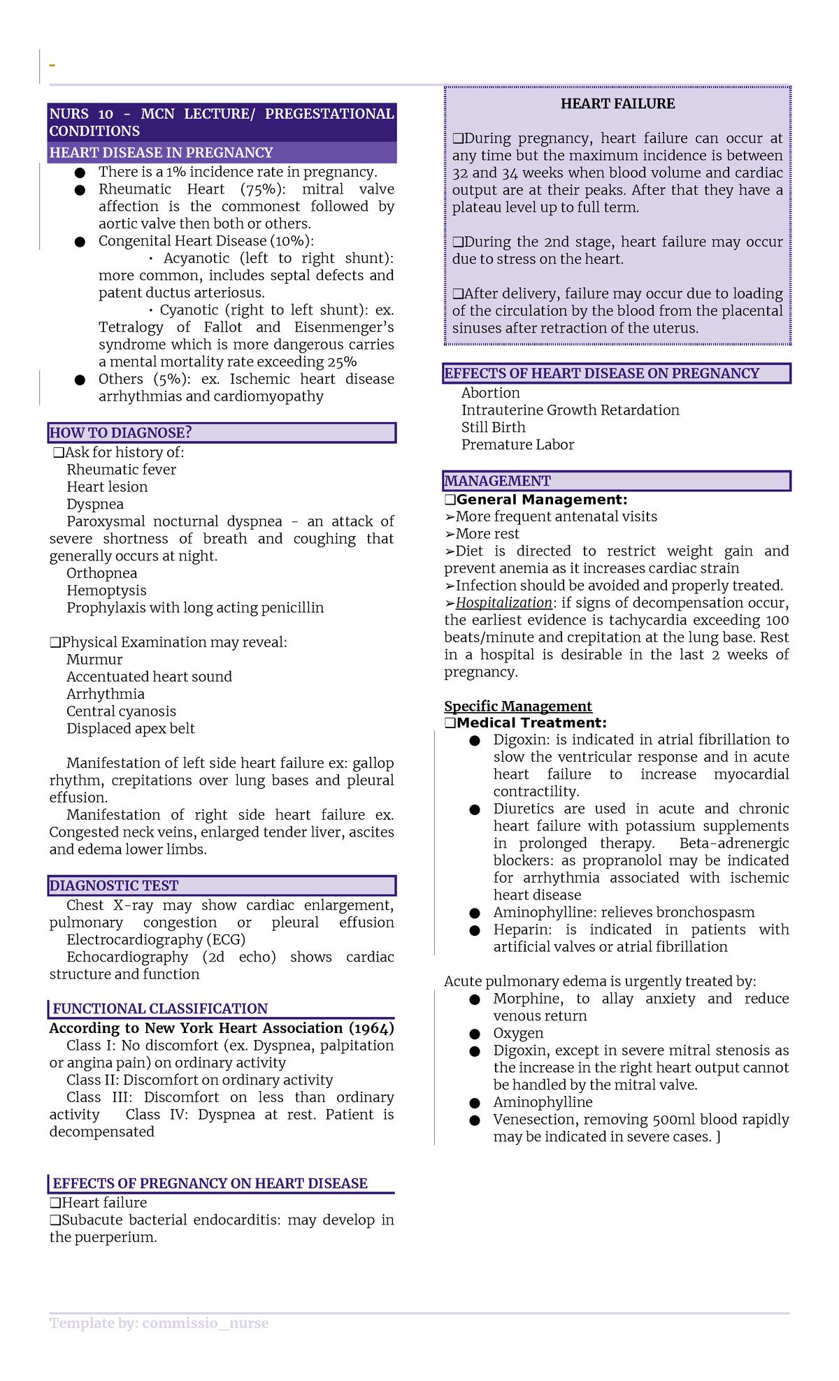 NURS 10 Final Exam Notes: Heart Disease & Diabetes in Pregnancy - Studocu