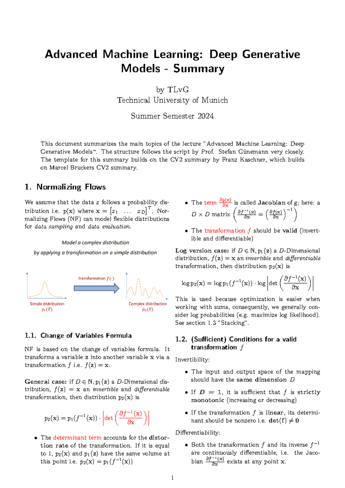 Advanced Machine Learning: Deep Generative Models (DGM 2024) Summary ...
