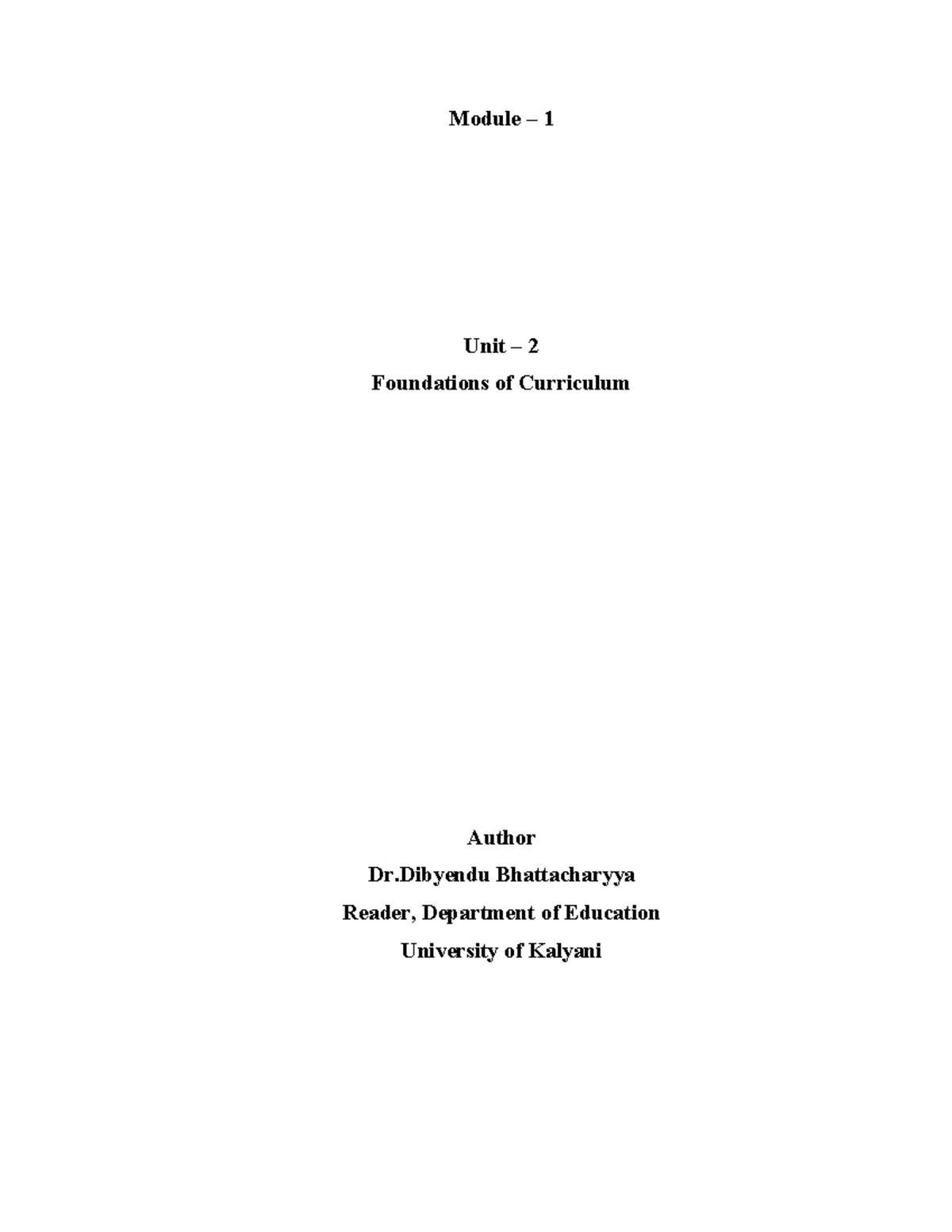 Module 1 - Foundations of Curriculum: Key Concepts and Theories - Studocu